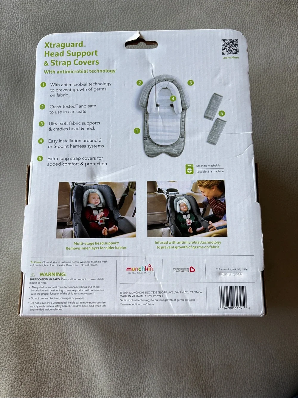 Munchkin Gray Xtraguard Head Support & Strap Covers